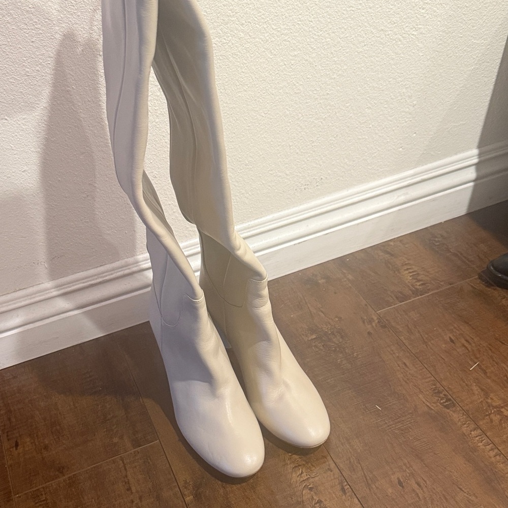 Zara Cream to the Knee Boots